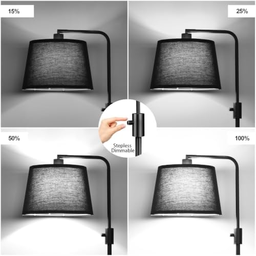 Nintiue [Upgraded] Dimmable Floor Lamp, 1000 Lumens LED Edison Bulb Included, Black Shade, Modern Arc Standing Tall Floor Lamp for Living Room Bedroom Office Dining Room