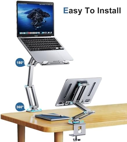 Laptop Stand Desk Mount, Aluminum Adjustable Laptop Arm with Tray