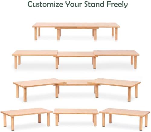 Bamboo Monitor Riser, 3-in-1 Modular Computer Monitor Stand