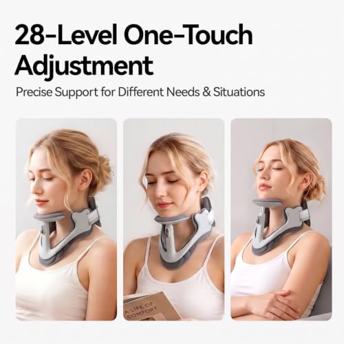 Neck Posture Corrector with Rear Neck Support, Cervical Collar（Gray, Large）