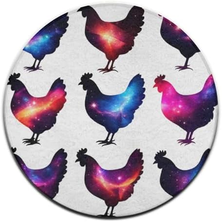 Women's Large Home Decor Mat, Soft Round Yoga Carpet, Non Slip Machine Washable Home Office Circle Rug Chicken Lover Gifts Funny Rooster Chickens