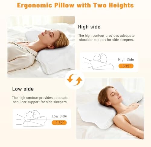 Cervical Neck Pillow, Memory Foam Contour Pillow, Queen