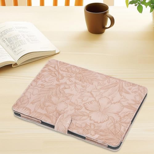 MOSISO PU Leather Sleeve Case, Embossed Hibiscus Portfolio Protective Stand Cover