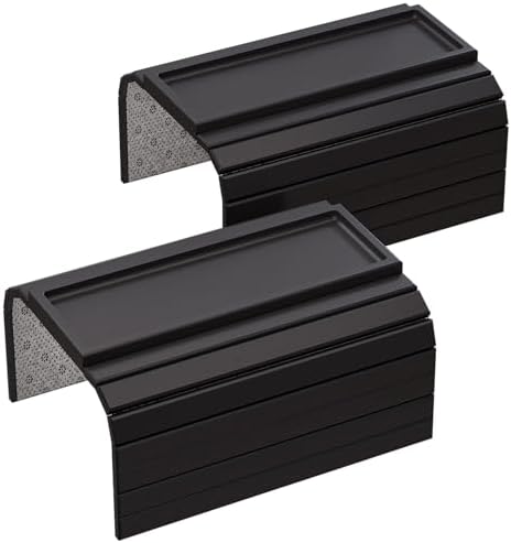 2 Pack Bamboo Folding Sofa Arm Tray with Anti-Slip Pad (Black)