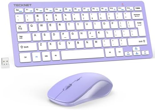 TECKNET Wireless Keyboard and Mouse Combo, Mini Cordless Computer Keyboard and Mouse Set 2.4GHz, Silent Adjustable 1600 DPI, Quiet Click, Lag-Free for Computer, Laptop, PC, Windows, Mac, Chrome OS