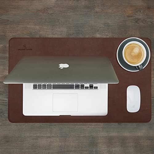 Gallaway Leather Desk Mat - Office Writing Desk Pad, Medium 24" x 14" Dark Brown, Gift Ready Elegant Computer Desk Cover Protector