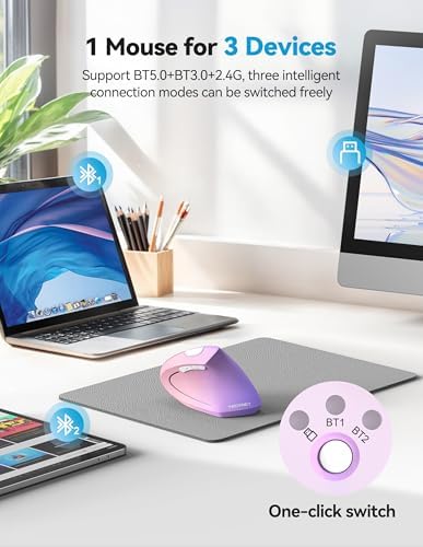 TECKNET Ergonomic Mouse Wireless, Rechargeable Vertical Mice Right Hand