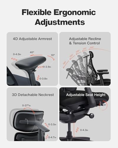 LiberNovo Omni SE Dynamic Ergonomic Office Chair, Manual Lumbar, 45cm