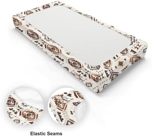 Western Tribal Geometric Pattern Baby Changing Pad Cover,Unisex Native American Nursery Diaper Changing Table Pad Mat Sheet for Boys Girls-16x32