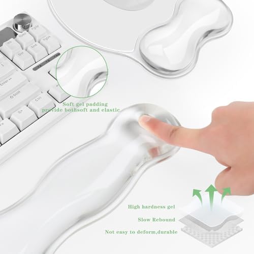 Gel Wrist Rest for Keyboard and Mouse Pad Set - Clear White
