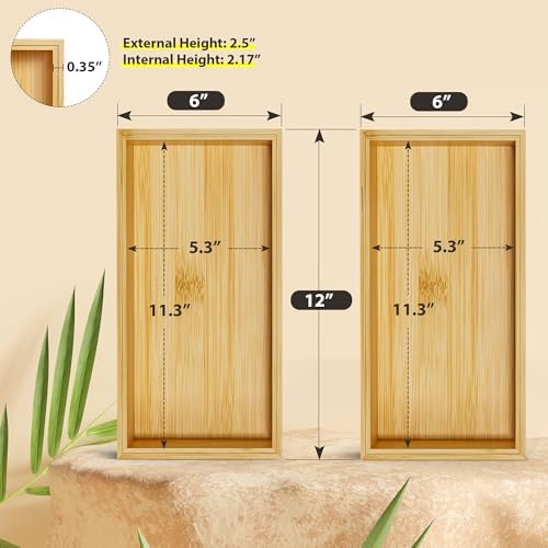 Bamboo Kitchen Drawer Organizer, Deep 2-Pack, 12" x 6" x 2.5"