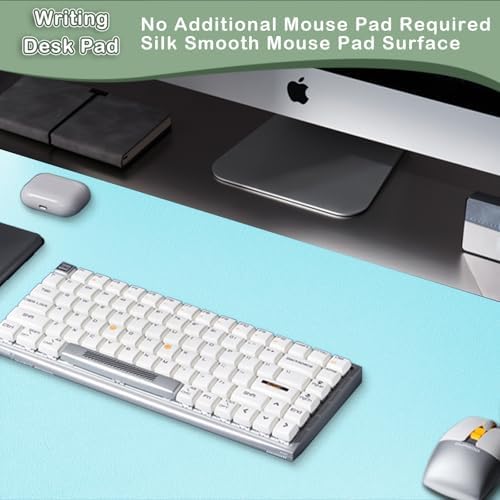 Boutilon Leather Desk Pad Protector,Non-Slip Mouse Pad,Laptop Desk Pad,Office Mouse Mat,Waterproof Leather Desk Blotter,Desk Writing Pad for Office and Home (XL-Light Blue,35.4"x 15.7")