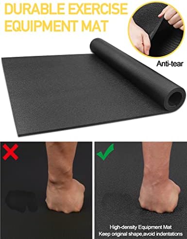 Treadmill Mat, 5'x2.5'/5.6'x2'/6.5'x3'/8'x3',6mm Thickness Exercise Equipment Mat for Carpet Hardwood Floors, Compatible with Walking Pad,Spin Bike,Elliptical Trainer,Rowing Machine