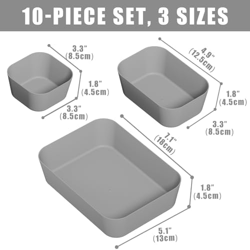 Drawer Organizers Bins 10 PCS for Bathroom Makeup Desk Office