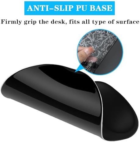 Mouse Pad with Wrist Rest,Ergonomic Mouse Pad with Comfortable Gel Wrist Rest Support and Non-Slip PU Base for Easy Typing Pain Relief, Durable and Washable(Black)