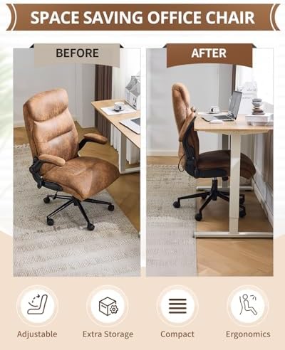 Karl home Ergonomic Office Chair Inflatable Lumbar High Back, Brown