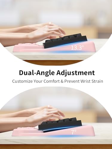 3-in-1 Ergonomic Keyboard Stand with Wrist Rest & Mouse Pad Set, Pink