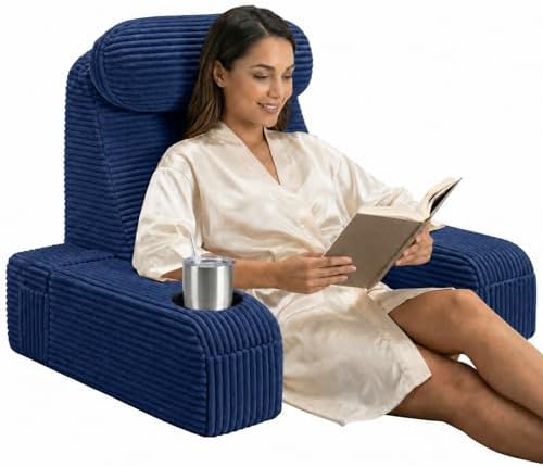 Reading Pillow/Backrest Pillow with Arms, Cup Holder & Phone Pocket