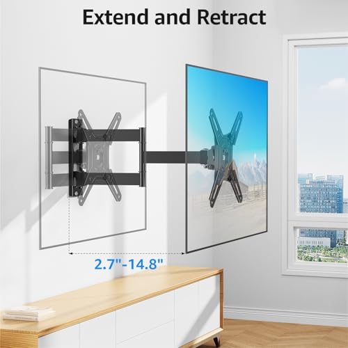MOUNTUP Full Motion TV Wall Mount for Most 14-42 Inch LED LCD Flat Screen TVs & Monitors, Swivel Tilt Extension Rotation Wall Mount TV Bracket with Articulating Arm, Max VESA 200x200mm, up to 44 lbs