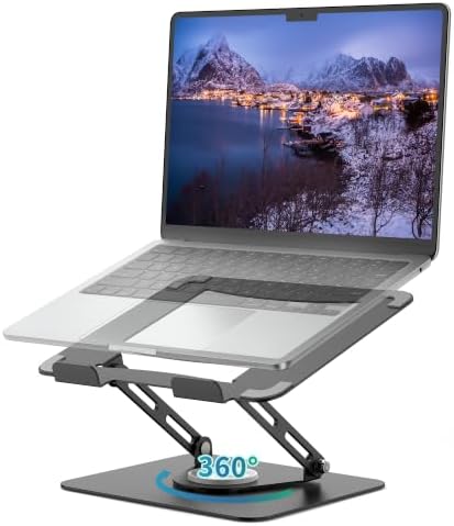 ALASHI 360° Rotating Laptop Stand, Multi-Angle, 10-17", Black