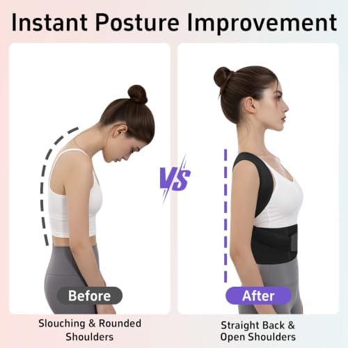 Posture Corrector for Women and Men Back Brace Upper Back Support Adjustable Breathable Shoulder Straightener (Black, X-Large)