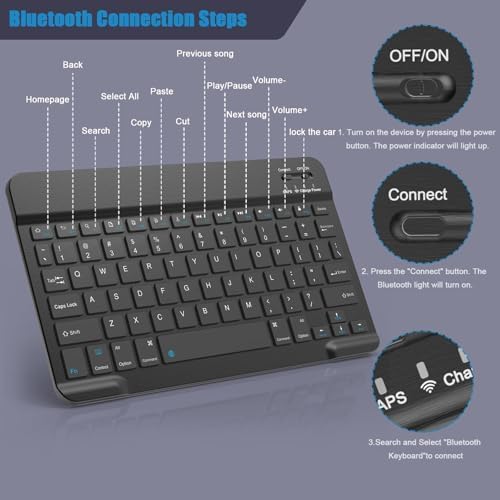NOOX Bluetooth Keyboard for iPad A16 11th 10th Generation, iPad Pro 13/12/11/10/9/8/7 inch, iPad Air 13/11th Gen, iPad mini Tablets, etc. - Slim Wireless Portable Travel Office Computer Accessories