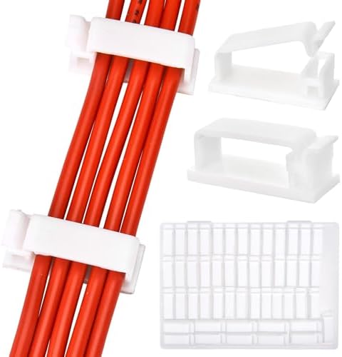 50Pcs Self Adhesive Cable Management Clips,Cable Organizers Wire Clips Cord Holder for PC Laptop Ethernet Cable Desktop Home Office(1.52’’ x 0.59’’ x 0.57’’,White)