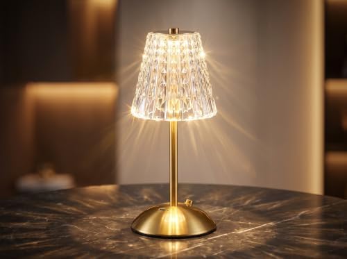 2 Pack Cordless Lamps Crystal Table Lamps,Rechargeable Touch Lamp
