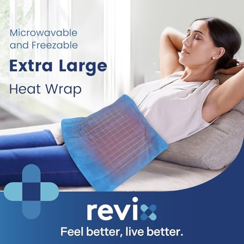 REVIX Extra Large Microwavable Heating Pad for Back, Moist Heat Wrap, Blue