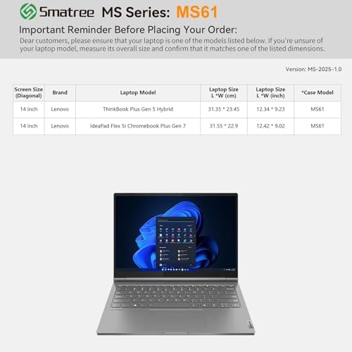 Smatree MS61 Case with Stand for 14" Lenovo ThinkBook Plus Gen 5 Hybrid