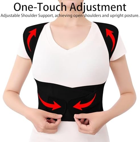 Posture Corrector for Women and Men Back Brace Shoulder Straightener Hunchback Adjustable Support Upper Comfy Correction Upgraded Lightweight Hump Pain Relief Scoliosis Lumbar Spine Black Medium