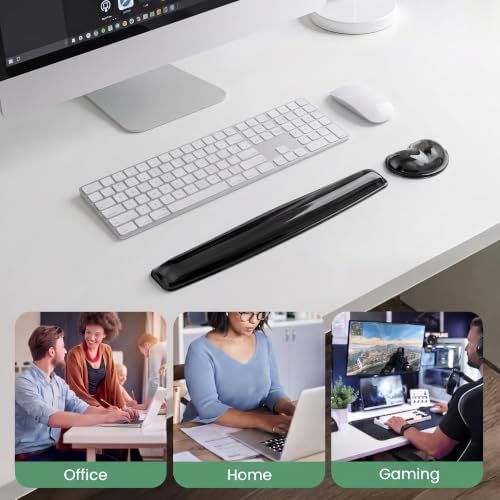 Gel Keyboard & Mouse Wrist Rest Set - Keyboard Wrist Rest Pad & Mouse Support for Office Gaming Pad Computer Laptop Ergonomic Comfortable Pain Relief- Pad Set (Black Pad Set)