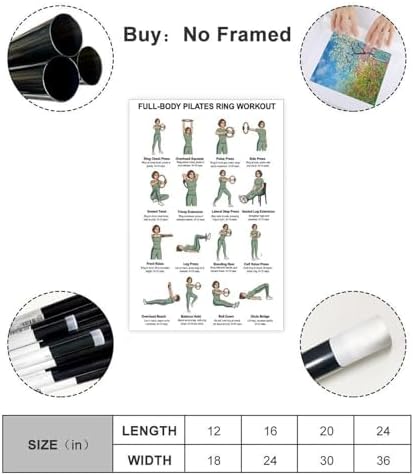 Pilates Ring Exercises Full Body Workout Chart Magic Circle Workout Pilates Ring Guide Home Canvas Poster Wall Art for Living Room Bedroom Decor Unframe 16x24inch