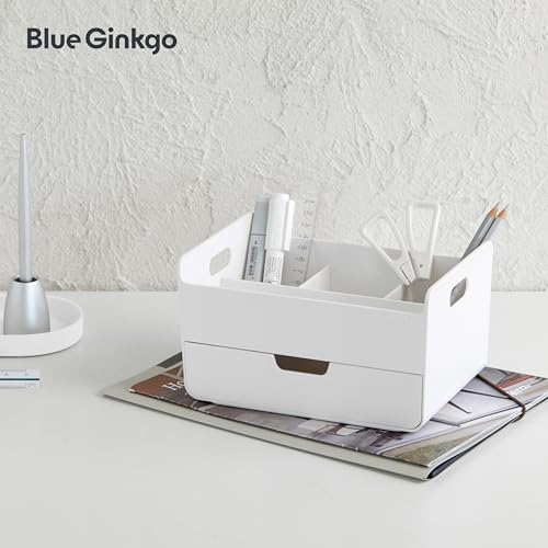 BLUE GINKGO Portable Desk Organizer, White, Made in Korea