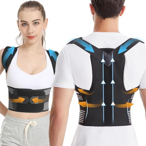 Back Brace Posture Corrector for Women & Men, Shoulder Straightener， Improve Posture Lumbar， Adjustable Full Back Support， Hunchback Correction, Upper and Lower Back Pain Relief, Scoliosis, Spine Corrector (Large)
