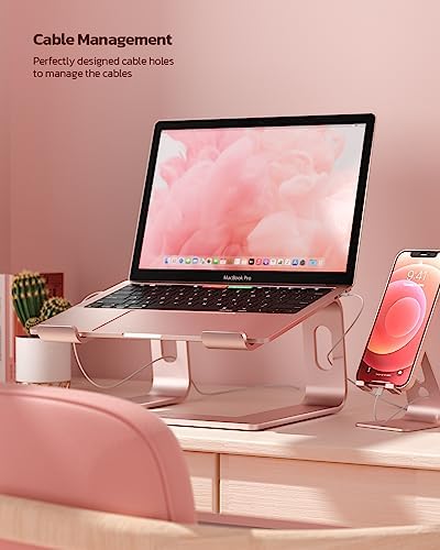 Nulaxy Full Aluminum Laptop Stand, Stable Support to 22 lbs, Rose Gold