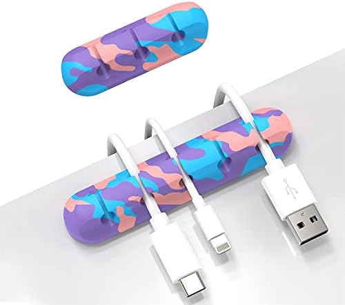 INCHOR Cable Organizer, Cord Organizer Cable Management, Cable Clips USB Cable Holder Wire Organizer Cord Clips,(5, 3 Slots Colourful)
