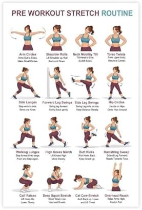 Pre Workout Stretch Routine Dynamic Warm Up Exercises Chart Standing Full Body Warm Up Before Workout Gym Canvas Poster Bedroom Decor Room Decor Unframe 12x18inch
