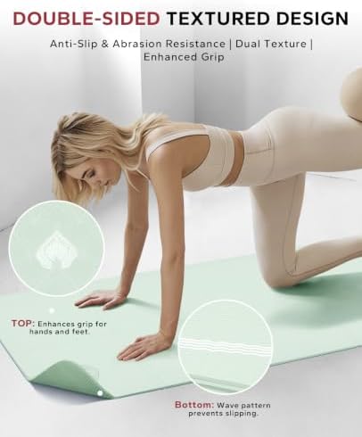 HAPBEAR Foldable Yoga Mat - 72"x24"x0.24" (6mm), Non-Slip TPE Exercise Mat for Home Workout, Yoga, Pilates,Stretching, & Travel, Durable & Eco-Friendly, Includes Carry Bag