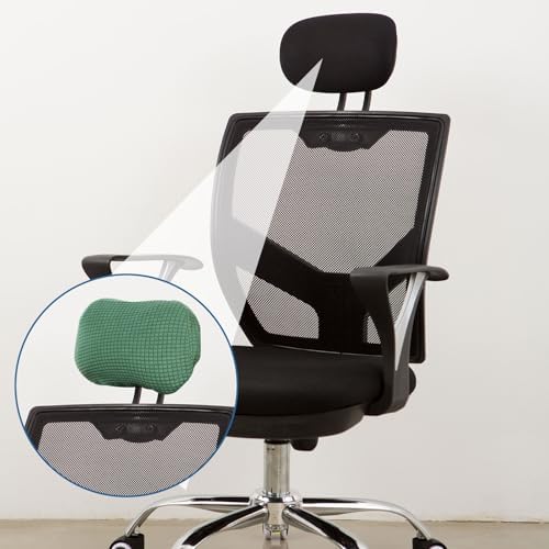 uxcell Office Chair Pillow Cover, Office Chair Headrest Attachment Removable Headrest Protector for Home Desk Computer Chairs, Bean Green