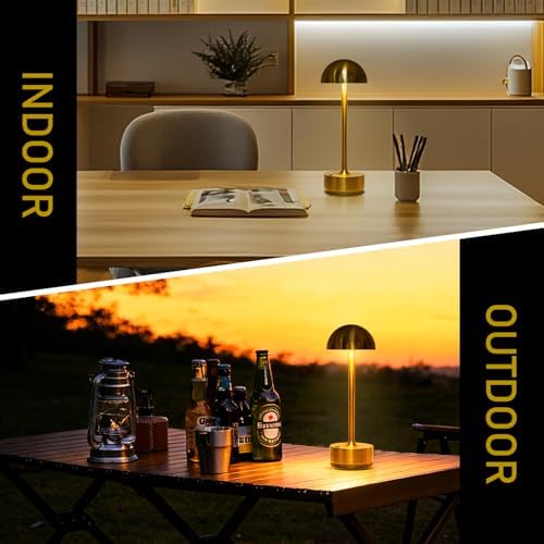 Cordless LED Table Lamp Rechargeable Table Lights Outdoor Gold