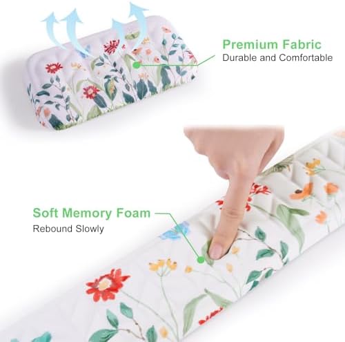 Petmolico 4-in-1 Wrist Rest Set with Desk Pad, Silver Wild Flowers