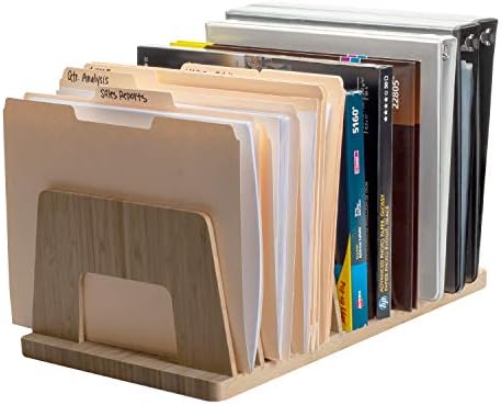 MobileVision Bamboo Desktop File Folder Organizer and Paper Tray, 10 Slots