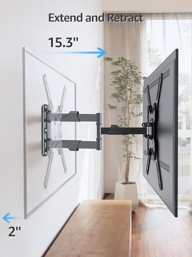 MOUNTUP Full Motion TV Wall Mount for Most 26-60 Inch TVs, Max VESA 400x400mm Wall Mount TV Bracket with Swivel Tilting Extension Level Adjustment for LED LCD Flat Curved TVs Up to 77 LBS, MU0018