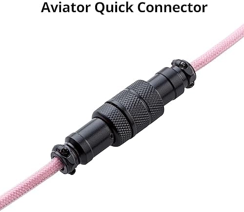 GUNMJO Pro Custom Coiled USB C Cable for Gaming Keyboard, Double-Sleeved Mechanical Keyboard Cable with Detachable Metal Aviator, 1.5M USB-C to USB-A, Black Pink