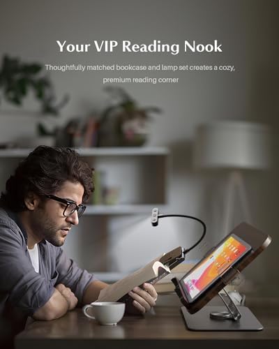 Book Stand for Reading,Adjustable Book Stand with Light,360° Rotating Metal Base,Foldable Cookbook Stand,Reading Hands Free with Page Clips for Recipe,Textbook,Cookbook（3CCT & CRI 90）