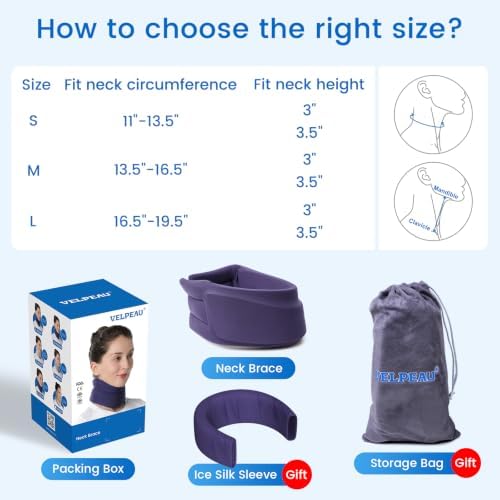 Velpeau Cervical Collar Neck Brace for Neck Pain and Strong Support, Blue M