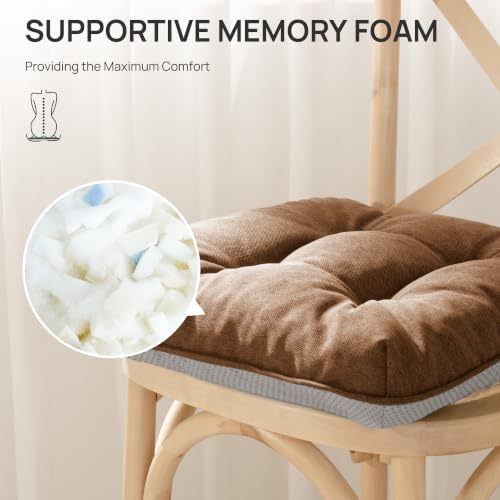 Love's cabin Memory Foam Chair Cushions Set of 4, 19 Inch, Brown