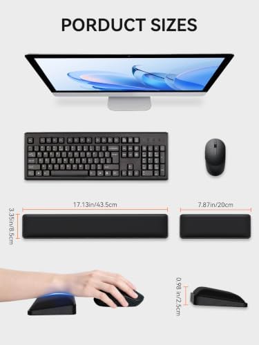 Cooling Gel Wrist Rest Set, Full-Size Keyboard & Mouse Wrist Support Pad