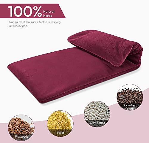 Microwavable Heating Pad with Washable Cover, 8 x 18 Microwave Heating Pad for Neck and Shoulders, Moist Heat Bean Bag Warm Compress for Knee, Joints, Wrist, Abdomen (Wine Red)